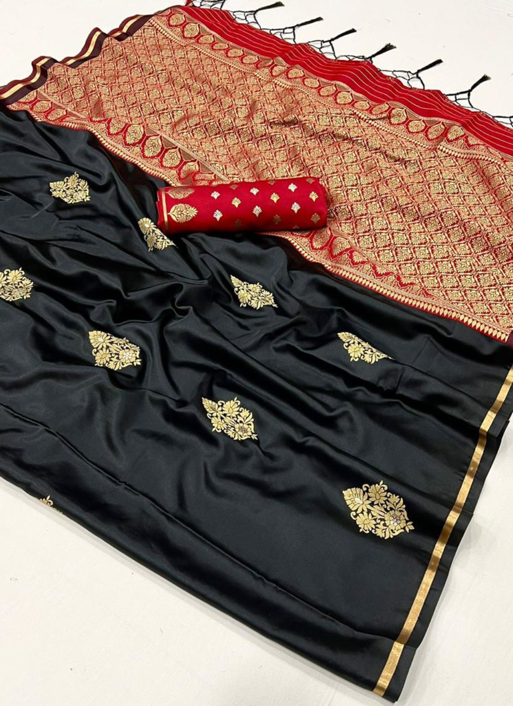 Nakshatra Black Satin silk saree