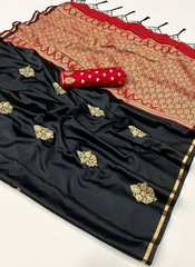 Nakshatra Black Satin silk saree