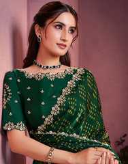 Nakshatra Green Satin Silk Saree