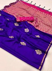 Nakshatra Navy blue Satin silk saree