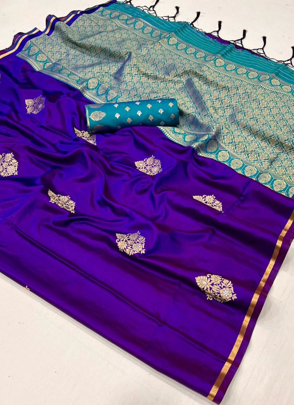 Nakshatra Purple Satin silk saree