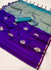 Nakshatra Purple Satin silk saree