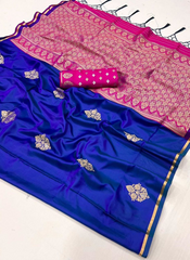 Nakshatra Royal Blue Satin silk saree